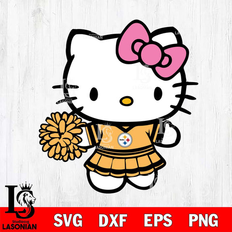 Pittsburgh Steelers Hello Kitty Cheerleader 8 Svg Eps Dxf Png File, Digital Download, Instant Download