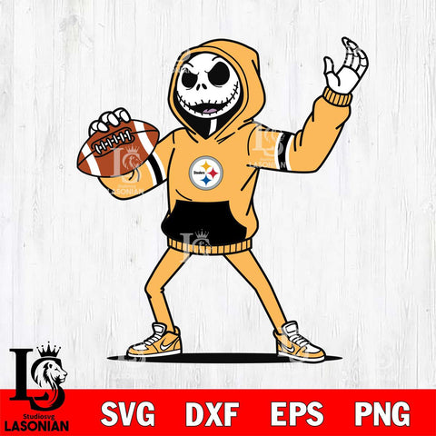 Pittsburgh Steelers Jack Skellington Football Christmas File Cut, NFL SVG DXF EPS PNG FILE, Digital Download , Criucut , Silhouette