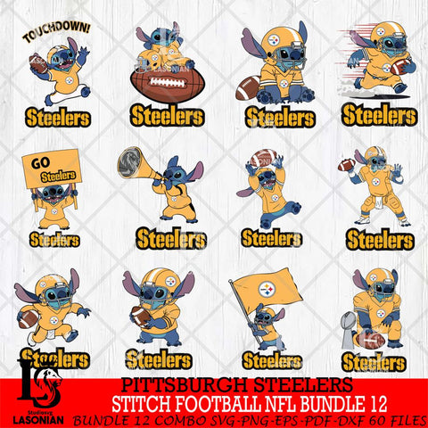 Pittsburgh Steelers Lilo and stitch Football NFL Bundle 12 SVG DXF EPS PNG FILE, NFL File Cut, Digital Download,Instant Download, Silhouette, Cricut