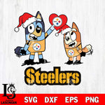 Pittsburgh Steelers Love Bluey Christmas Svg Eps Dxf Png File, Digital Download