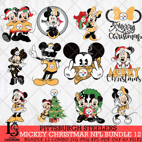Pittsburgh Steelers MICKEY CHRISTMAS NFL Bundle 12 Svg Eps Dxf Png File, Digital Download, Instant Download