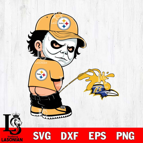 Pittsburgh Steelers Michael Myers Piss On Baltimore Ravens Svg Eps Dxf Png File, Digital Download, Instant Download