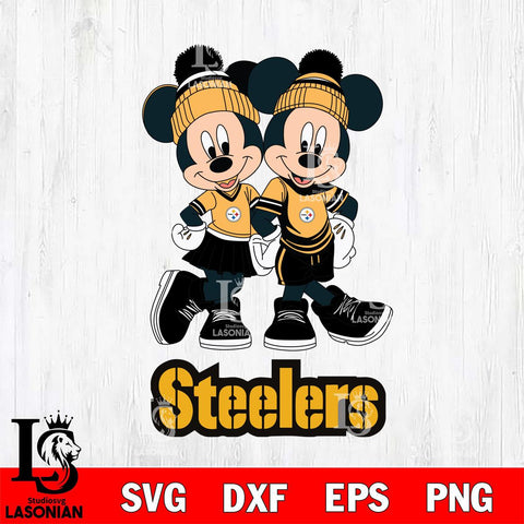 Pittsburgh Steelers Mickey And Minnie Mouse Football Svg Eps Dxf Png File, Bundle NFl svg , File Cut , Digital Download , Instant Download, Laser Cut Svg Files
