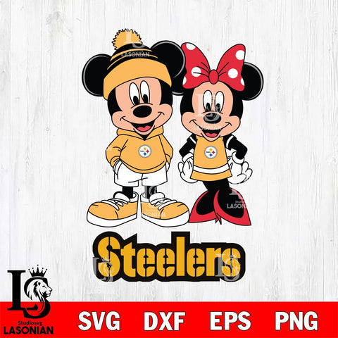 Pittsburgh Steelers Mickey Minnie Mouse Cute Football Svg Eps Dxf Png File, Bundle NFl svg , File Cut , Digital Download , Instant Download, Laser Cut Svg Files