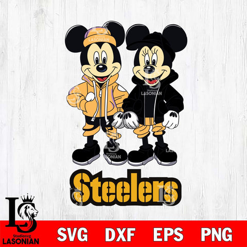Pittsburgh Steelers Mickey Minnie Mouse Football Svg Eps Dxf Png File, Bundle NFl svg , File Cut , Digital Download , Instant Download, Laser Cut Svg Files