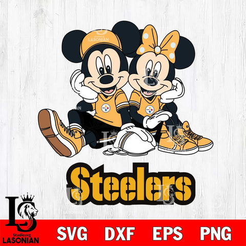 Pittsburgh Steelers Mickey Minnie Mouse Football Sit Svg Eps Dxf Png File, Bundle NFl svg , File Cut , Digital Download , Instant Download, Laser Cut Svg Files