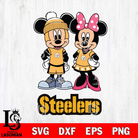 Pittsburgh Steelers Mickey Minnie Mouse Pink Svg Eps Dxf Png File, Bundle NFl svg , File Cut , Digital Download , Instant Download, Laser Cut Svg Files