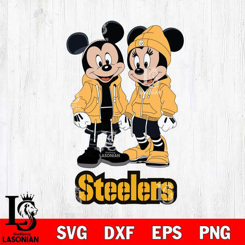 Pittsburgh Steelers Mickey Minnie Mouse Rugby Svg Eps Dxf Png File, Bundle NFl svg , File Cut , Digital Download , Instant Download, Laser Cut Svg Files