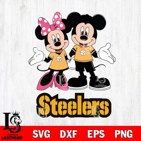 Pittsburgh Steelers Mickey Minnie Mouse Sport Svg Eps Dxf Png File, Bundle NFl svg , File Cut , Digital Download , Instant Download, Laser Cut Svg Files