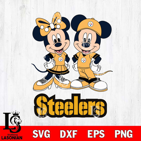 Pittsburgh Steelers Mickey Minnie Mouse rugby ball Svg Eps Dxf Png File, Bundle NFl svg , File Cut , Digital Download , Instant Download, Laser Cut Svg Files