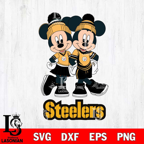Pittsburgh Steelers Mickey Minnie Valentine Football Svg Eps Dxf Png File, NFL svg , Digital Download , Instant Download, Cricut File