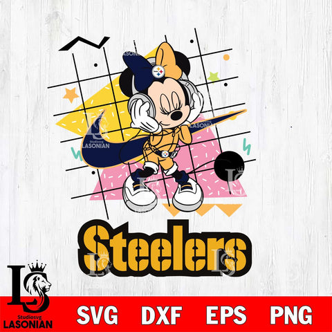 Pittsburgh Steelers Minnie Mouse Dancing SVG DXF EPS PNG FILE, Disney Father day File Cut,Digital Download,Instant Download,Disney Svg Files