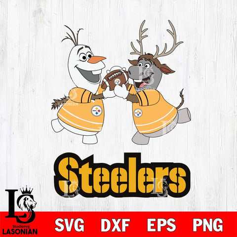 Pittsburgh Steelers Olaf & Sven Football Cricut,Christmas SVG DXF EPS PNG FILE, Digital Download,Instant Download, Silhouette
