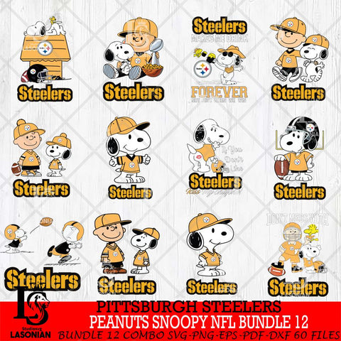 Pittsburgh Steelers Peanuts Snoopy Player NFL Bundle 12 SVG DXF EPS PNG FILE,Snoopy File Cut, bundle nfl Digital Download,Instant Download, Silhouette