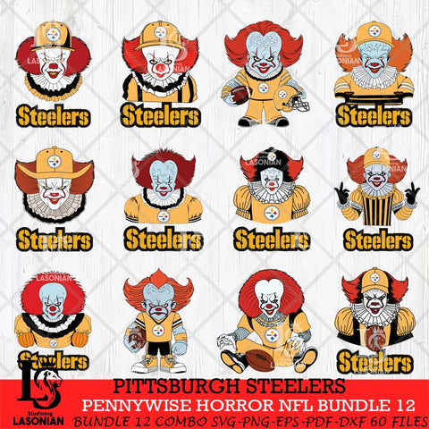 Pittsburgh Steelers Pennywise Horror NFL Bundle 12 SVG Eps Dxf Png File, NFL svg, Digital Download, Instant Download