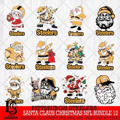 Pittsburgh Steelers Satan Claus Christmas NFL Bundle 12 Svg Eps Dxf Png File,NFL Svg Files,Digital Download,Sublimation,Instant Download