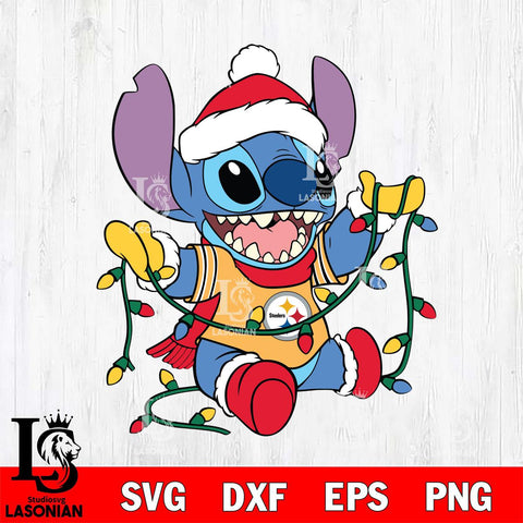 Pittsburgh Steelers Stitch Christmas Lights Svg Eps Dxf Png File, Digital Download, Instant Download