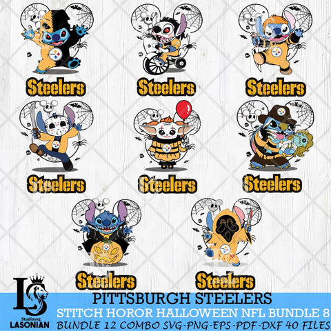 Pittsburgh Steelers Stitch Horror Halloween Bundle 8 Svg Eps Dxf Png File, Digital Download, Instant Download