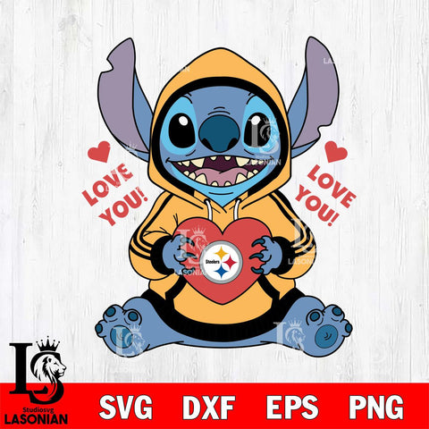 Pittsburgh Steelers Stitch Love You File Cut, NFL SVG DXF EPS PNG FILE, Digital Download , Criucut , Silhouette