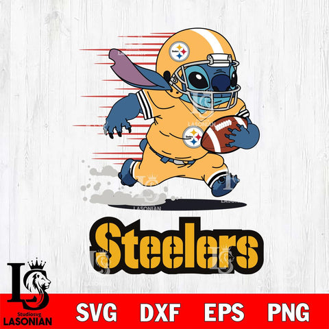 Pittsburgh Steelers Stitch Run Football SVG DXF EPS PNG FILE, NFL File Cut, Digital Download,Instant Download, Silhouette, Cricut