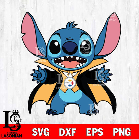 Pittsburgh Steelers Stitch Vampire Football halloween Svg Eps Dxf Png File, NFL svg, Digital Download, Instant Download