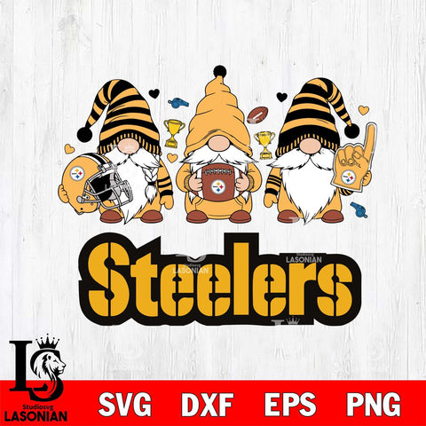 Pittsburgh Steelers Three Gnome File Cut, NFL SVG, Digital Download , CHRISTMAS Criucut , Silhouette