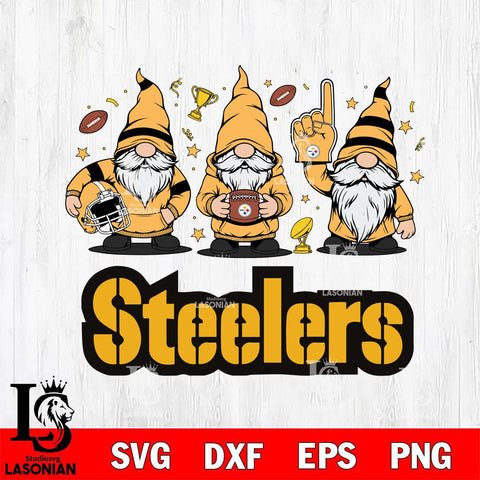 Pittsburgh Steelers Three Gnome FAN File Cut, NFL SVG, Digital Download , CHRISTMAS Criucut , Silhouette