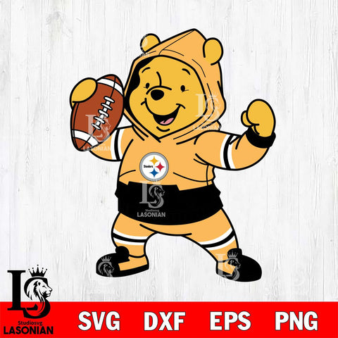 Pittsburgh Steelers Winnie The Pooh Disney Football Christmas File Cut, NFL SVG DXF EPS PNG FILE, Digital Download , Criucut , Silhouette