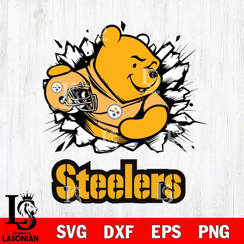 Pittsburgh Steelers Winnie The Pooh NFL Cricut, NFL SVG DXF EPS PNG FILE, Digital Download,Instant Download, Silhouette