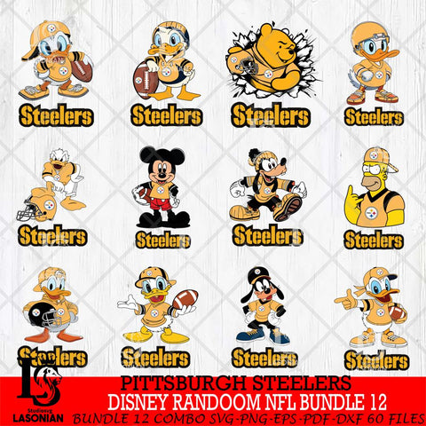 Pittsburgh Steelers  Disney Ramdoom NFL Bundle 12 Cricut,Bundle NFL SVG DXF EPS PNG FILE, Digital Download,Instant Download, Silhouette