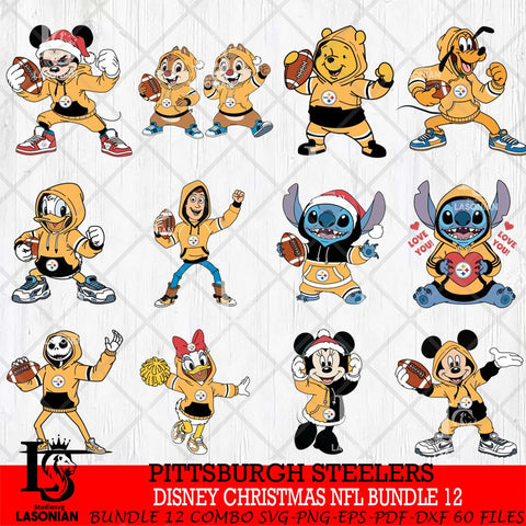 Pittsburgh Steelers  Disney christmas NFL Bundle File Cut,Bundle NFL SVG DXF EPS PNG FILE, Digital Download , Criucut , Silhouette
