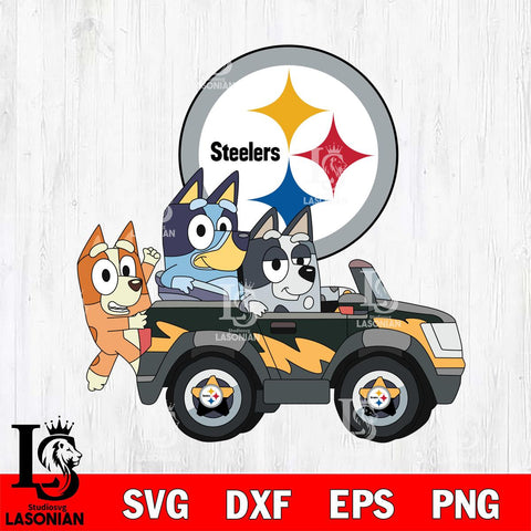Pittsburgh Steelers bluey friends car Svg Eps Dxf Png File, Digital Download, Instant Download