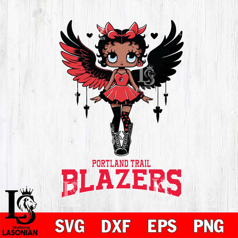 Portland Trail Blazers Anglel Black Fan Girl Betty Boop