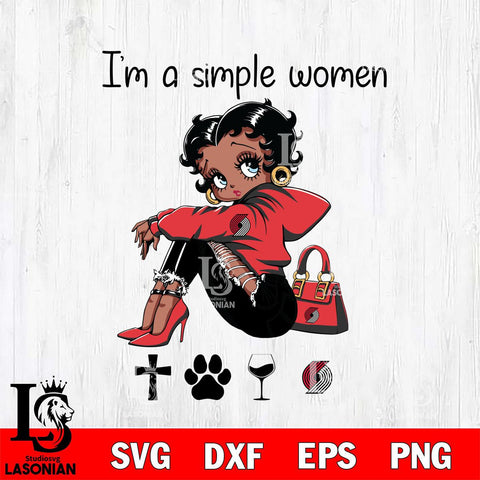 Portland Trail Blazers Betty Boop Black Fan I Am Simple Women Svg Eps Dxf Png File, Digital Download