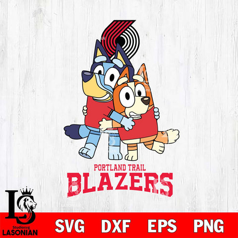Portland Trail Blazers Bluey & Bingo 12 Svg Eps Dxf Png File, NBA svg, Digital Download, Instant Download