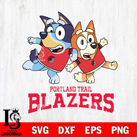 Portland Trail Blazers Bluey & Bingo 13 Svg Eps Dxf Png File, NBA svg, Digital Download, Instant Download