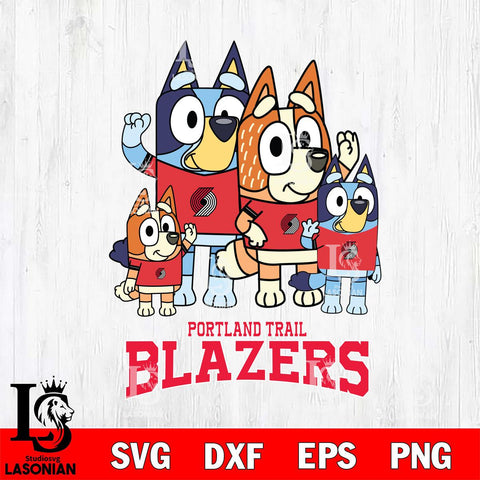 Portland Trail Blazers Bluey & Bingo 14 Svg Eps Dxf Png File, NBA svg, Digital Download, Instant Download