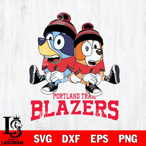 Portland Trail Blazers Bluey & Bingo 8 Svg Eps Dxf Png File, NBA svg, Digital Download, Instant Download