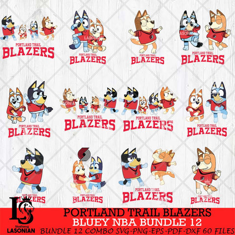 Portland Trail Blazers Bluey Dace Mode NBA Bundle 12 SVG Eps Dxf Png File, Digital Download, Instant Download
