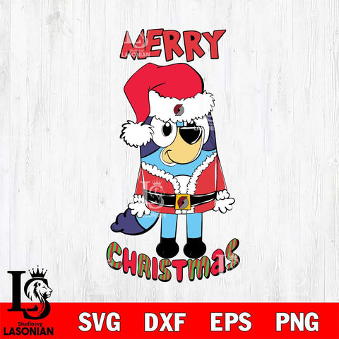 Portland Trail Blazers Bluey Merry Christmas Bluey Santa Claus Svg Eps Dxf Png File, Digital Download