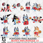 Portland Trail Blazers Bluey NBA Bundle 12 Svg Eps Dxf Png File, Digital Download, Instant Download