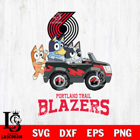 Portland Trail Blazers Bluey friends Svg Eps Dxf Png File, NBA svg, Digital Download, Instant Download