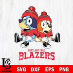 Portland Trail Blazers Christmas Bluey & Bingo Sit Svg , Christmas Svg , Bluey svg , Digital Download, dxf eps png pdf file