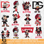 Portland Trail Blazers Disney character NBA Bundle 12 Svg Eps Dxf Png File, Digital Download, Instant Download