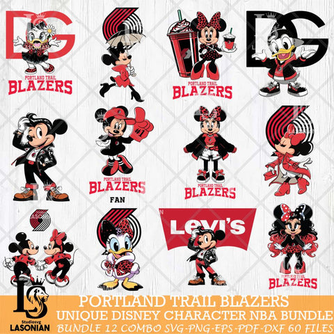 Portland Trail Blazers Disney character NBA Bundle 12 Svg Eps Dxf Png File, Digital Download, Instant Download
