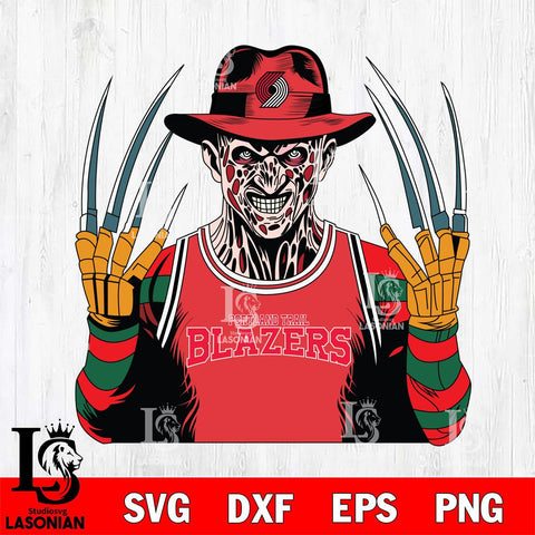 Portland Trail Blazers Freddy Krueger Horror basketball SVG DXF EPS PNG FILE, NBA File Cut,Halloween Digital Download,Instant Download, Silhouette