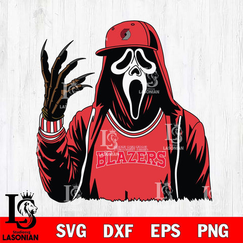 Portland Trail Blazers Ghostface Horror basketball SVG DXF EPS PNG FILE, NBA File Cut,Halloween Digital Download,Instant Download, Silhouette