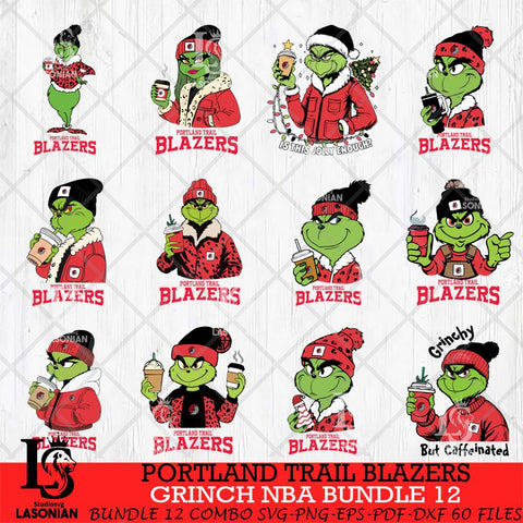 Portland Trail Blazers Grinch NBA Bundle 12 SVG Eps Dxf Png File, Digital Download, Instant Download