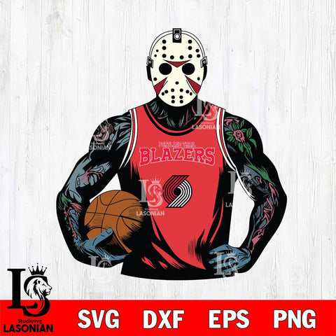 Portland Trail Blazers Jason Voorhees Horror basketball SVG DXF EPS PNG FILE, NBA File Cut,Halloween Digital Download,Instant Download, Silhouette
