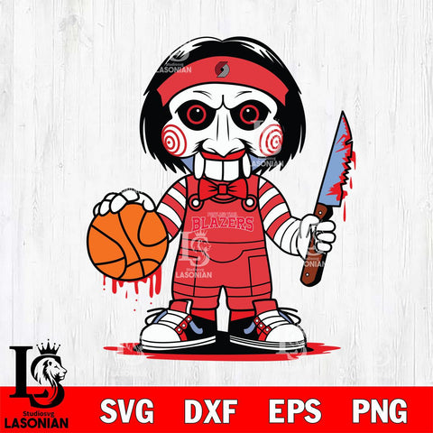 Portland Trail Blazers Jigsaw Horror basketball SVG DXF EPS PNG FILE, NBA File Cut,Halloween Digital Download,Instant Download, Silhouette